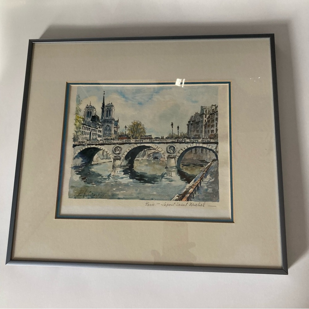 Pierre Eugene Cambier Original Signed Watercolor Framed Painting